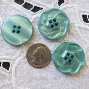 Aqua Extra Large Buttons 1 1/4&quot; (32 MM size 50L) blue thick shiny textured finish plastic 4 hole flat back coats home decor sewing sew on