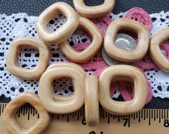 Small wood square Macrame rings 17mm ID / 30mm OD O-rings 12 cabone Rings purse notions strap embellish strong lightweight light finish
