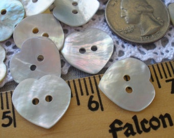 Heart Shape 17.5MM MOP Shell Buttons Natural Pearly 11/16" buttons size 28L 2 hole sew on Agoya craft scrapbook Mother of Pearl