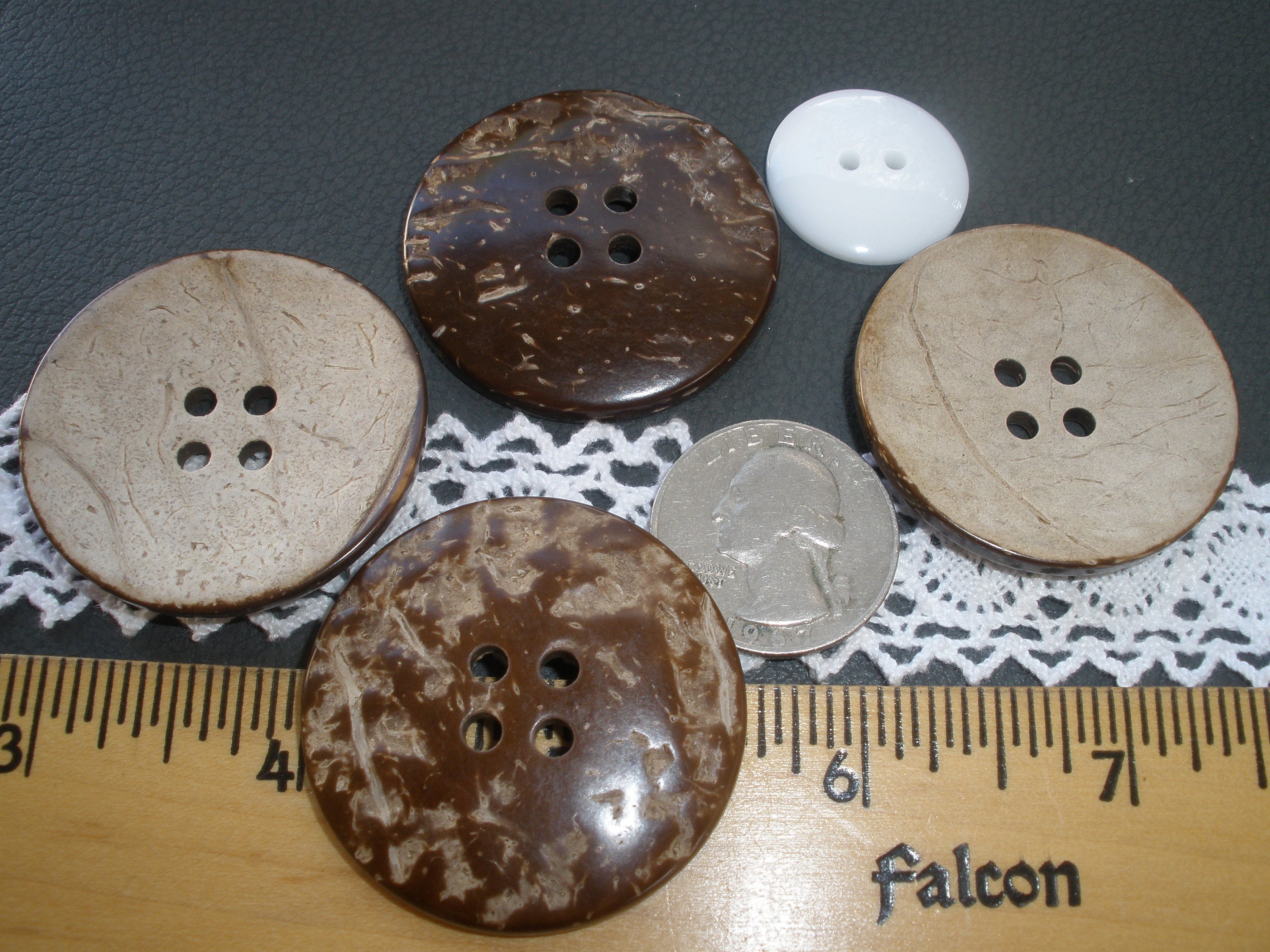 Extra Large 4CM Coconut Shell Buttons 40MM Wide Round 65L 4 Hole Sew on ...