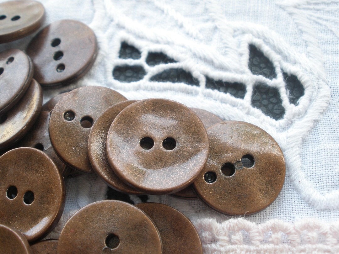 Plastic Hammered Copper Color Textured Buttons Craft 11/16