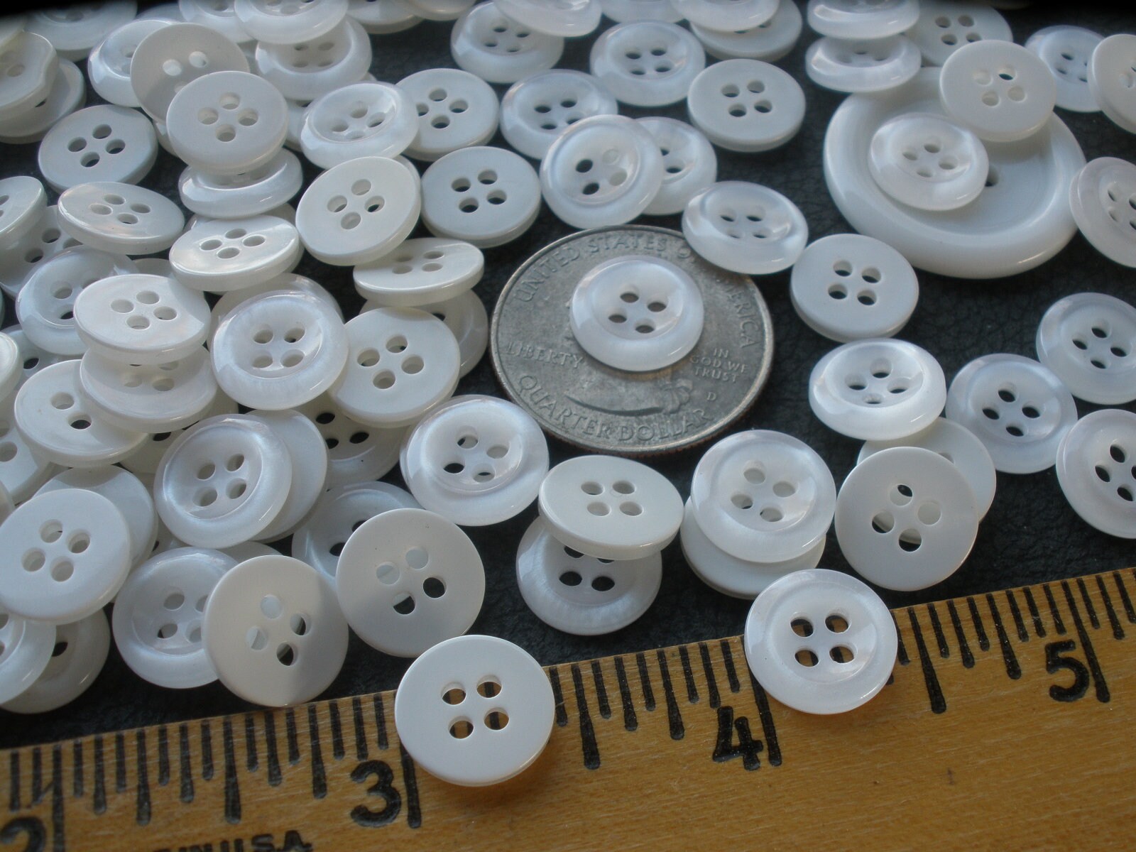 1 Gross (144 Pcs) White Pearlized Plastic Classic Shirt Buttons 