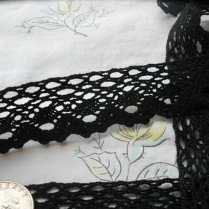 Black Cotton Cluny Lace trim 1" wide 26MM scalloped edge Embellishment bobbin lace crochet look retro choose yardage sewing craft costume