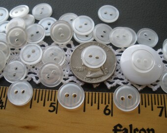 13MM Classic frosted plastic Buttons 1/2" 20L 2-hole sew on rim translucent 36 pcs bulk shiny flat back 2mm holes jewelry clasp