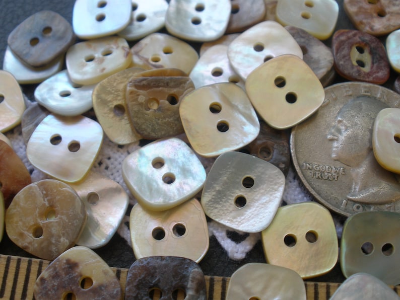 Square MOP Shell Buttons Natural 11mm by 13mm 20L 1/2 - Etsy