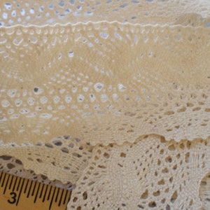 Natural Color Cotton Cluny Lace trim 2 inch 52MM wide scalloped & straight edge crochet look retro choose yards beige barmen lace
