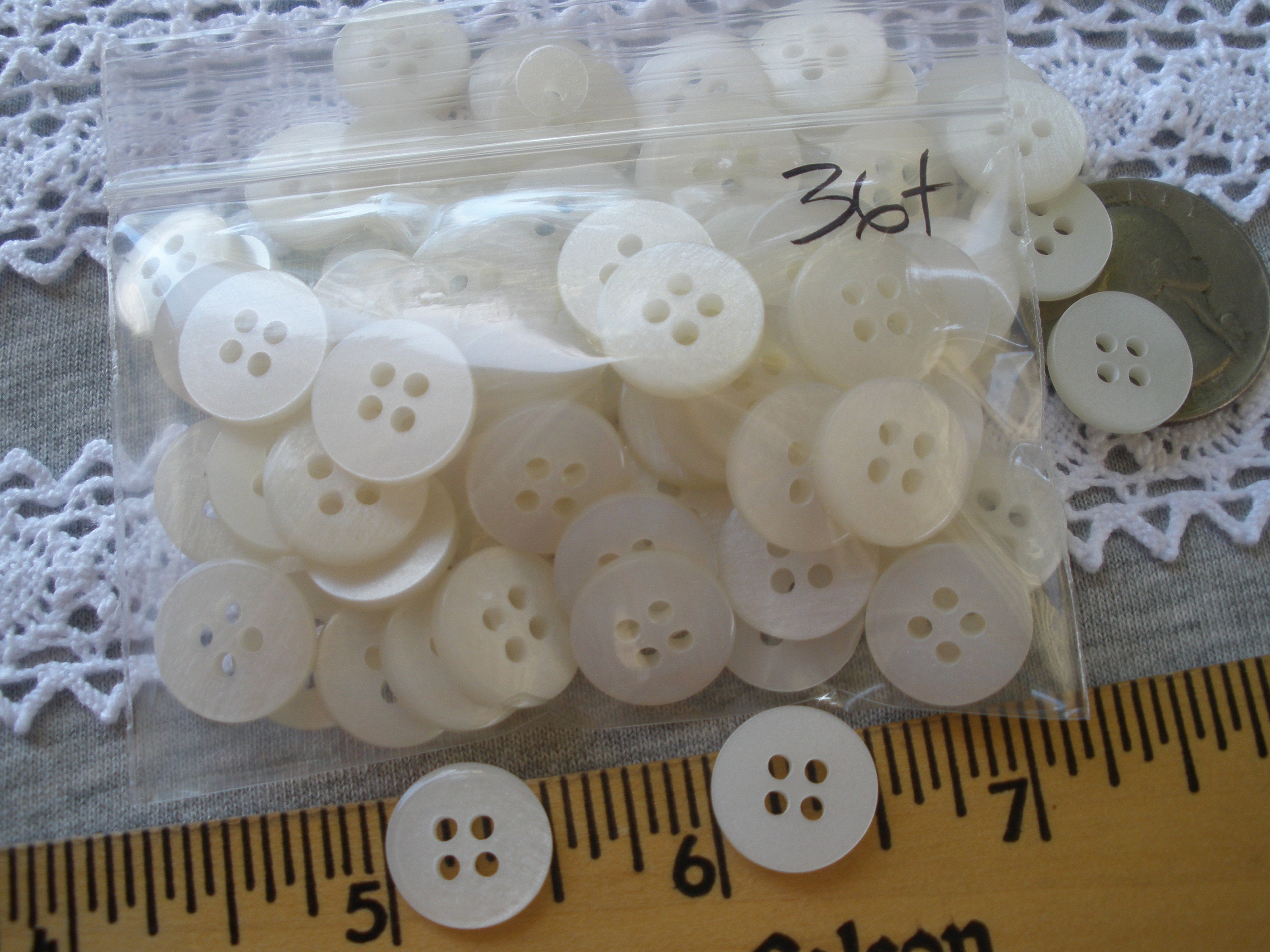 thumbnail image 2 of 24 Pack Pearlized Plastic Sew-Through Buttons - Dusty Pink & Green 5/8 Inch (15mm) #4733 2 of 6