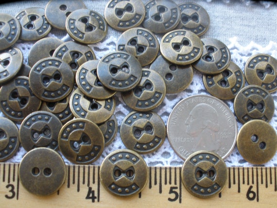 Metal Holes Buttons 5pcs 17mm Antique Bronze Pants Buttons 