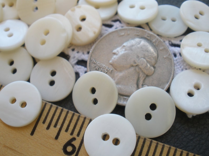Thick Freshwater Shell MOP Buttons Pearl White 20L 1/2" 13MM 2-hole Sew ...