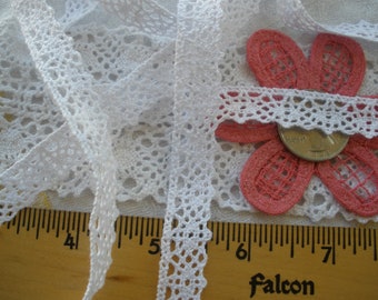 Bright White Cotton Cluny Lace Dainty 14MM 9/16" Trim 3, 5, 10 or 20 yards Vintage look lace scalloped edge retro traditional edging lace
