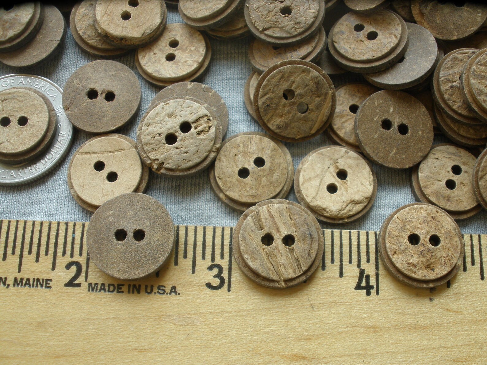 Natural Stacked Coconut Buttons 5/8