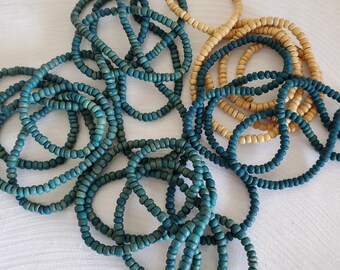 Dyed Teal Blue by kabooco Coconut Shell Beads Pukalet Rondelle 5mm & light beige 2 each 35 inch strands necklace 2 to 3mm thick flat round