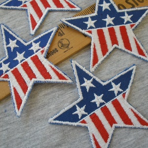 Star Applique Patches American Flag Embroidered Stars 3.25&quot; Iron-on Patriotic Uniform Stars & Stripes patches scrapbooking bulk Royal Blue