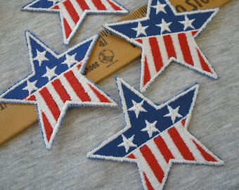 Star Applique Patches American Flag Embroidered Stars 3.25&quot; Iron-on Patriotic Uniform Stars & Stripes patches scrapbooking bulk Royal Blue