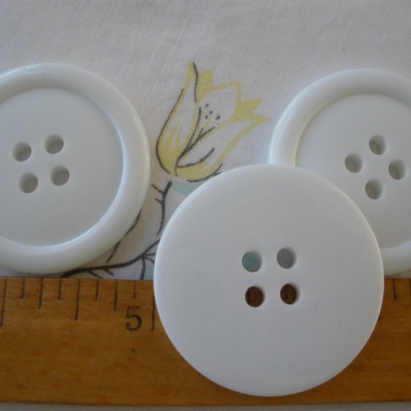 38MM White buttons 1.5 inch 60L 4 hole sew-on sewing craft coat size flatback shiny rim plastic buttons extra large embellish knit