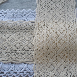 Ecru Natural 2 inch 51MM wide Cotton Cluny Lace trim picot edge crochet look retro BTY yardage sewing crafts bobbin machine insert lace