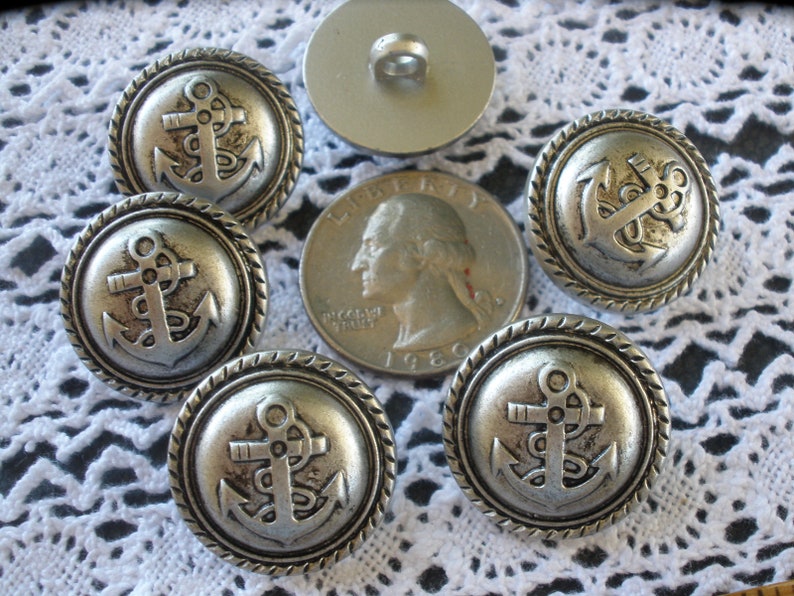 Anchor Shank Buttons Antique Silver Color Plastic Size 36L Etsy