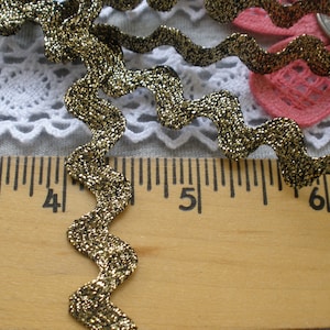 13MM Gold and Black Metallic Rick Rack 1/2&quot; Lurex Sewing Crafts Scrapbooking Ric Rac W E Wright brand 7mm ribbon bling slow stitch journal
