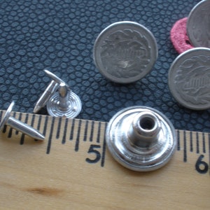 Punaise en métal de couleur argent mat, 17 mm, boutons motif feuille, jean sans couture, remplacement des rivets, bouton pression, veste en jean militaire de 11/16 po. image 7