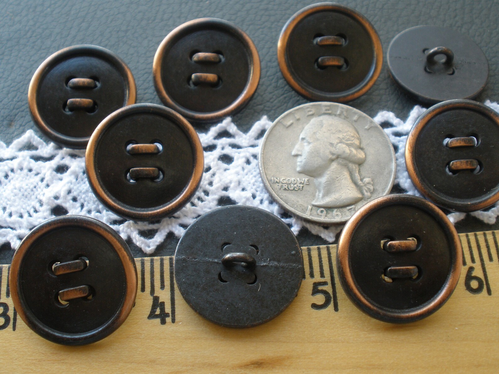 Dark Brown & Copper Color Metal Shank Buttons 32L (13/16