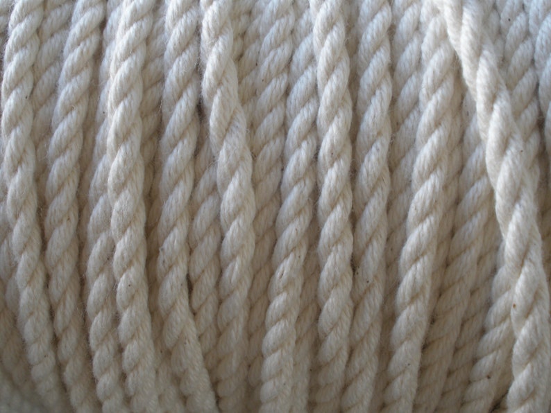 Macrame Cord Natural Color Cotton 3 Strand Twist Rope 14 DRAWSTRING 3-ply twisted 6MM cord 144 yards spool