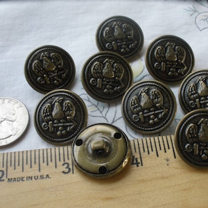 Eagle & Anchor Antique Bronze Buttons 23MM Hollow Metal Shank Size 36L ...