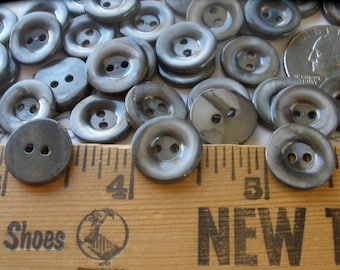 Carved Gray Smoke MOP Shell Buttons 14mm 9/16" recessed 2 hole sew on thick choose quantity 12 grey buttons jewelry fastener rounded rim 22L