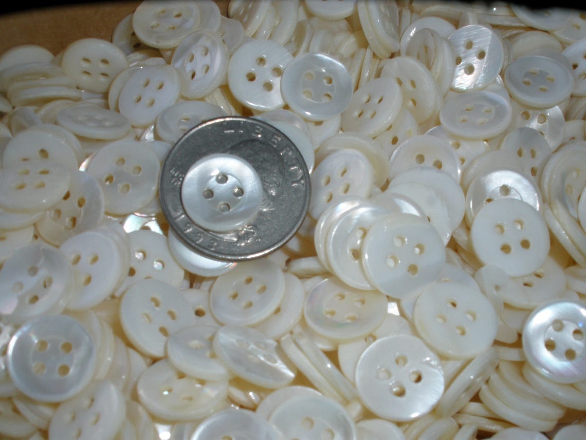 13MM Bulk River Shell White Vintage MOP Classic Shirt Buttons 100 ...