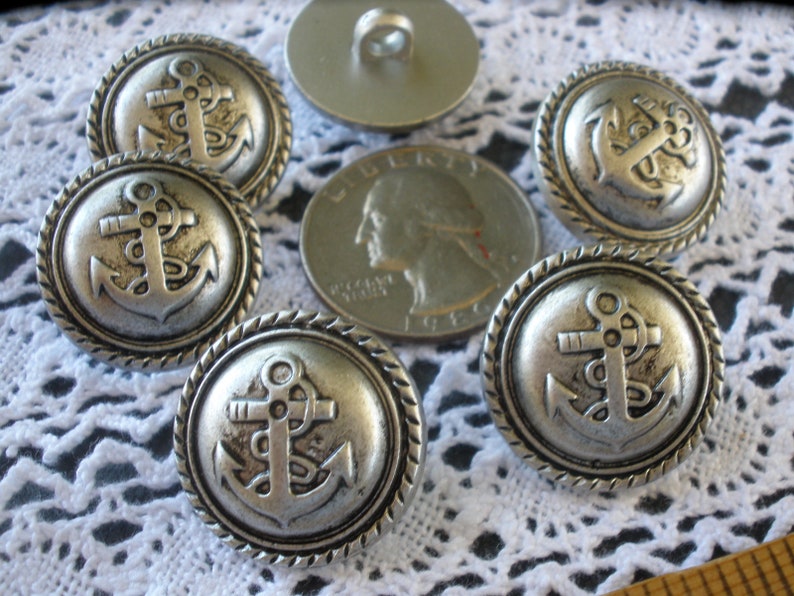 Anchor Shank Buttons Antique Silver Color Plastic Size 36L Etsy