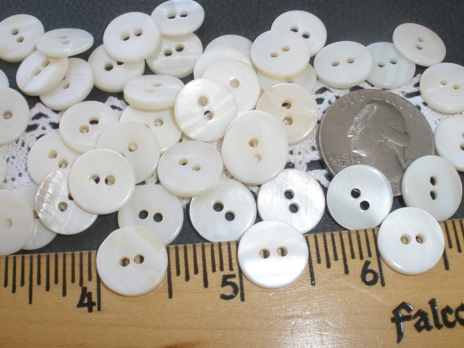 Thick Freshwater Shell MOP Buttons Pearl White 20L 1/2" 13MM 2-hole Sew ...