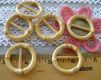 25MM ID 35MM OD Tiny Natural Bamboo Wood Round Buckle Scarf Slides 1 inch ribbon slider tri-glide fashion embellish knit crochet hair ties