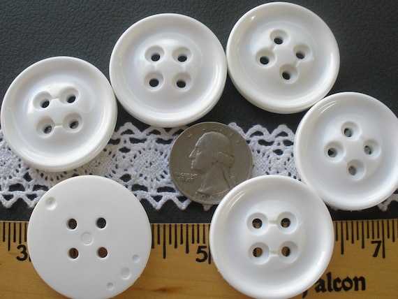 Extra Large White Plastic Coat Buttons 55L 35mm 1 3 8 4 hole Sew