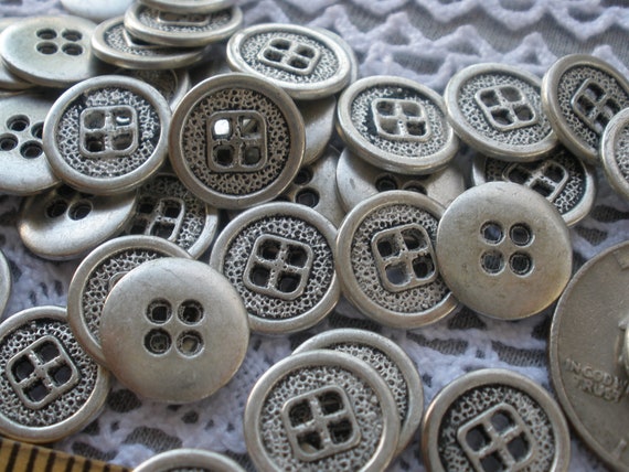 Matte Antique Silver 13MM Metal Shirt Buttons 4-hole 1/2 20L 12