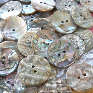 25MM Abalone Shell Buttons Natural 1 inch 40L Pearly Rainbow MOP sewing 2 hole sew on large holes thick wavy image 10