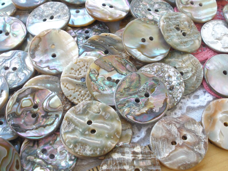 25MM Abalone Shell Buttons Natural 1 inch 40L Pearly Rainbow MOP sewing 2 hole sew on large holes thick wavy image 10