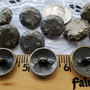 Floral Pattern Metal Shank Buttons Antique Silver or Bronze Sizes 5/8 ...