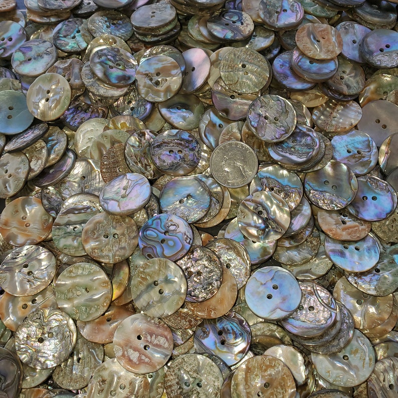 25MM Abalone Shell Buttons Natural 1 inch 40L Pearly Rainbow MOP sewing 2 hole sew on large holes thick wavy image 6