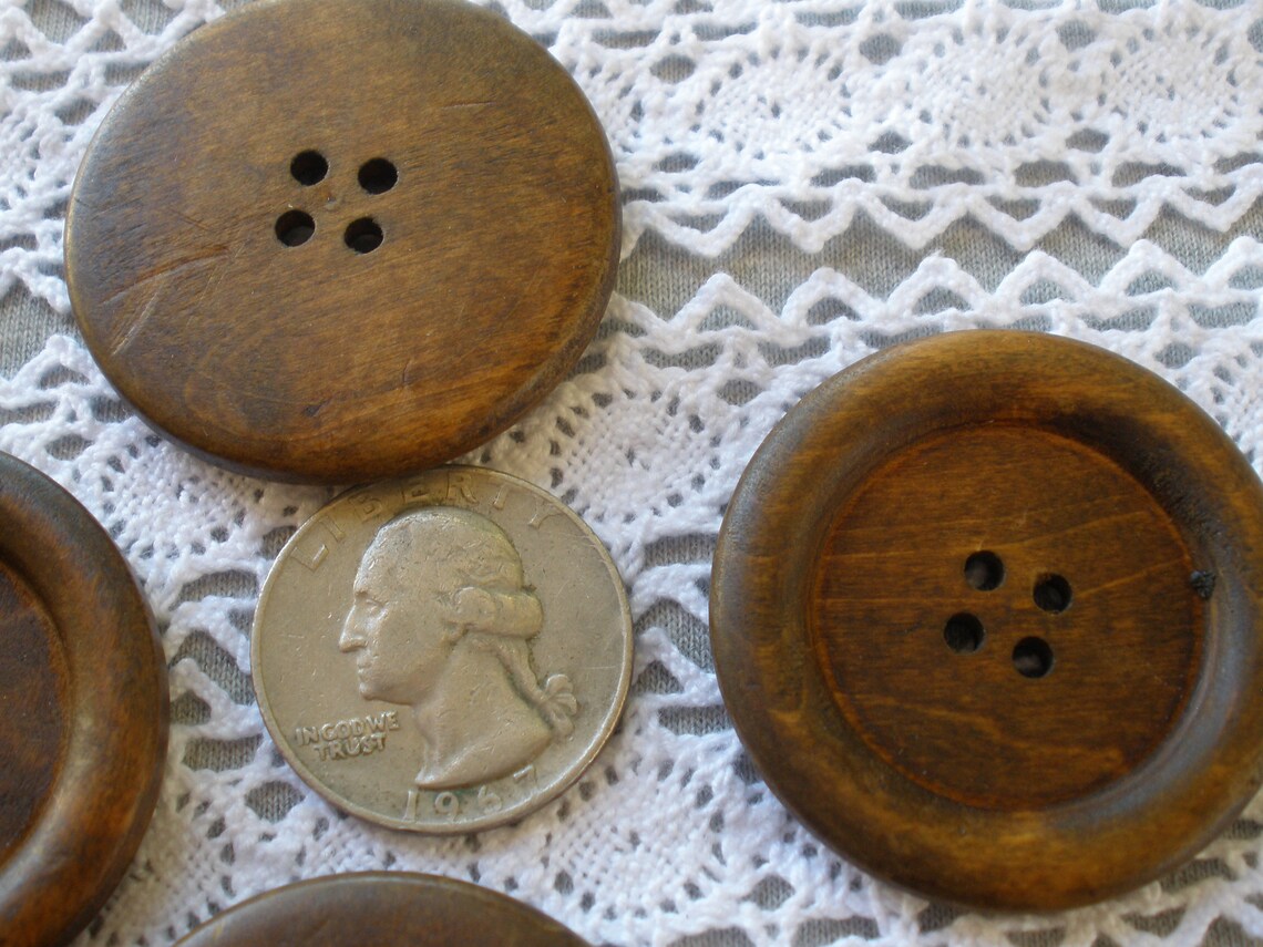 38MM Wood Coat Buttons Extra Large 1.5 60L Medium Stain Etsy