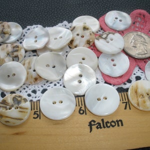 20MM Real Shell Buttons Pearly White to Light Beige Thick Textured 13/ ...