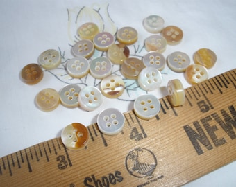 Thick MOP Shirt Buttons 14L 9MM Pearly With Ochre Back 4-hole Sew