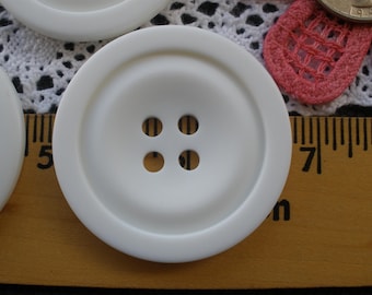 45MM Matte Chalk Off-White Coat Buttons Extra Large 70L 1.75" sew on 4-hole embellish knit crochet 4mm holes costume clothes cool Home decor