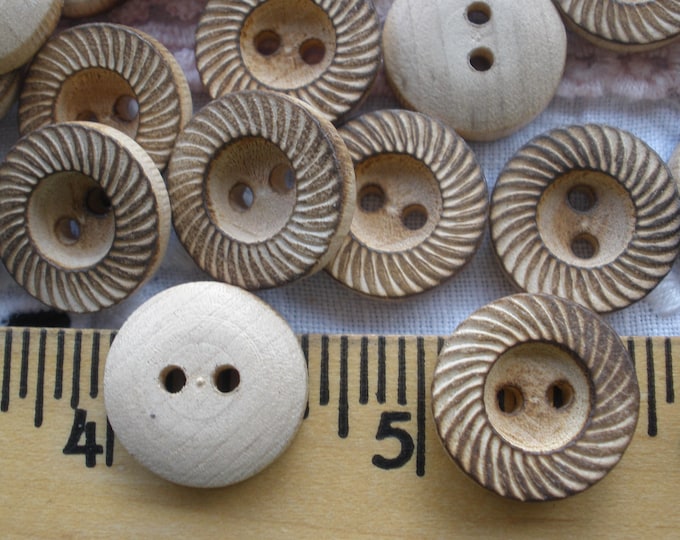 Rounded Wooden Buttons 25MM Light Wood Clear Finish 40L 1