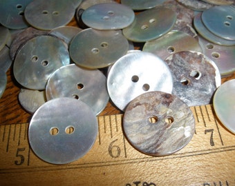 MOP Shell Buttons Natural Pearly 19mm 3/4" buttons size 30L 2 hole sew on Agoya craft scrapbook Mother of Pearl