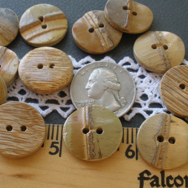 Textured bamboo wood buttons 20MM 32L 13/16" natural 2 hole sew-on clothes crafts embellish knit bulk wholesale supply