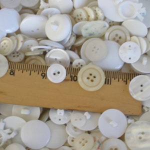 Mixed Bulk Buttons White cream shades sew on shank plastic 3 pounds 2-Hole and 4-Hole crafts clothes button frames 7/16 to 1 3/8 supply image 2