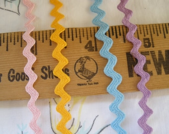 Vintage Baby Rick Rack Trim Pink Lavender Blue Gold choose yardage Ric Rac 1/4" 6MM yards color purple light pink