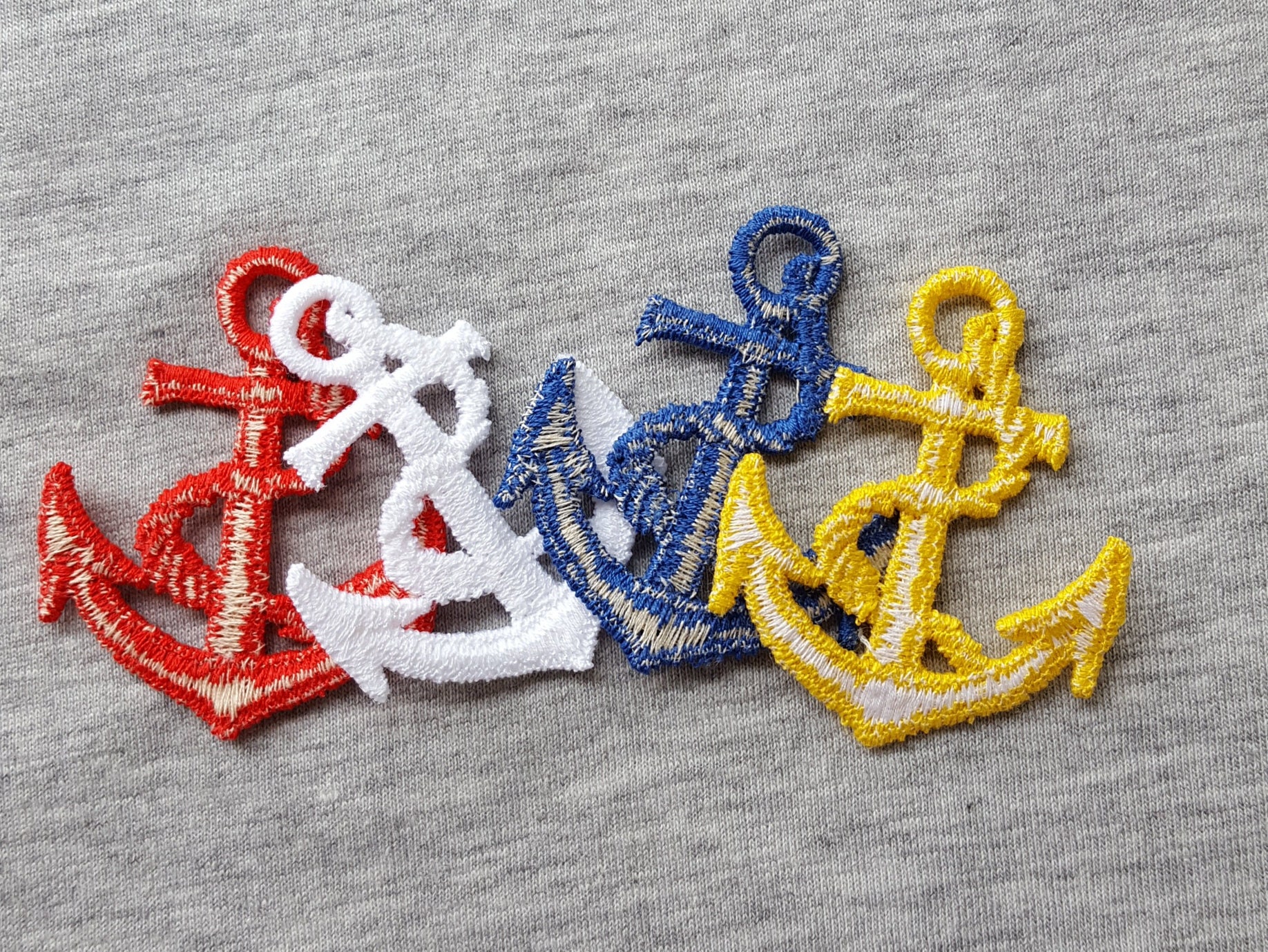 White Anchor & Rope Appliques Sew-on 6 Pcs Schiffli Embroidery Nautical ...