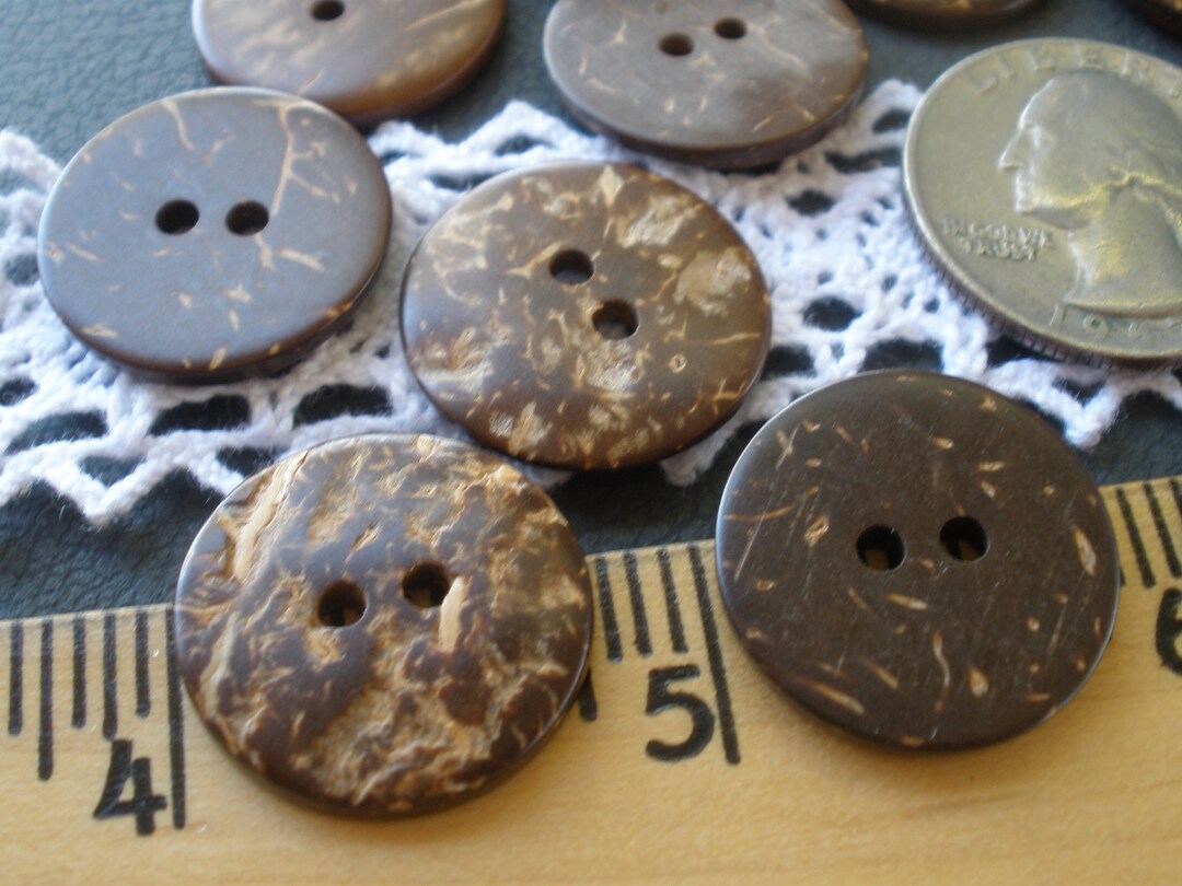 Shell Button Brown Dark Brown Flat Coconut Shell Buttons 20MM 32L 13/16