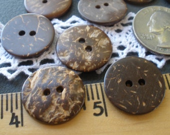 Dark brown flat Coconut Shell Buttons 20MM 32L 13/16" knit crochet embellish novelty 2 hole sew on natural eco friendly 18 pieces