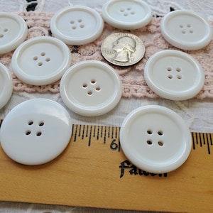 30MM Shiny White buttons 1 3/16 inch 48L 4 hole sew-on sewing craft coat size flatback front rim plastic buttons extra large embellish knit